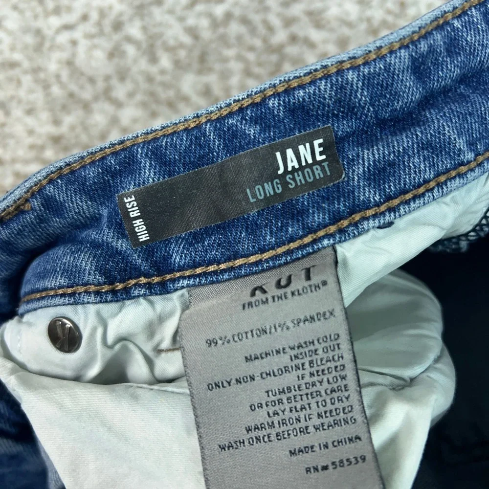 KUT from the Kloth Shorts Womens 8 Blue Jane Casual Distressed Long Jean Denim